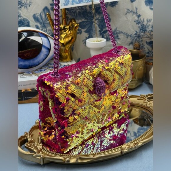 🆕 KURT GEIGER LONDON 🧿 NWOT Glitter Mini Kensington Bag, Fuchsia Drench - Picture 3 of 16
